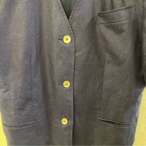 Talbots Short Sleeve Vintage Blue Linen Blazer Size 10 - Picture 4 of 4